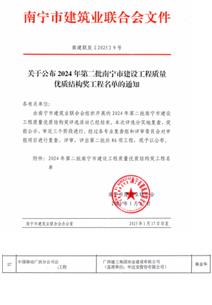 【喜訊】冶建桂海分公司一項目榮獲南寧市建筑工程質(zhì)量優(yōu)質(zhì)結(jié)構獎